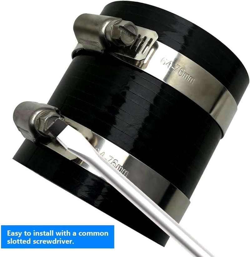 KDP 1.75" ID Straight Silicone Hose Coupler with 2 SS304 Worm Clamps, High Temp 4-Ply Reinforced 5MM Wall 3.0" Length(Qty 1) For Pipes Connecting Black - Image 4